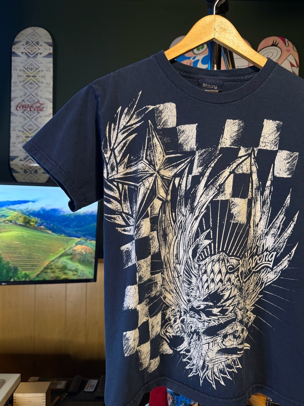 Billabong Vintage Eagle Graphic Tee Navy Blue Skater Grunge Y2K T-Shirt
